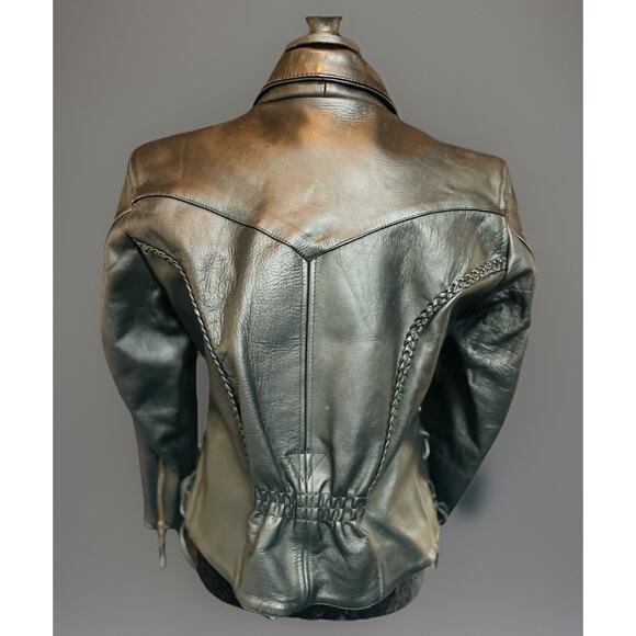 Zony Inc Black Leather Biker Motorcycle Moto Jacket Lining Women's Small - Picture 3 of 12